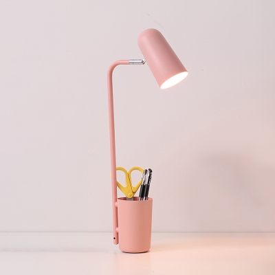 Rotatable Elongated Dome Table Light with Storage Cup Macaron Colorful Bedroom Metal 1 Bulb Reading Light