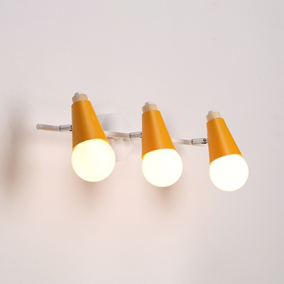 Rotatable Metal Wall Lamp with Cone Green/Yellow Triple Lights Vanity Light for Bathroom Bedroom