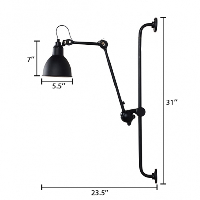 Single Light Dome Wall Sconce Minimalist Modern Adjustable Wall Lamp in Black for Library