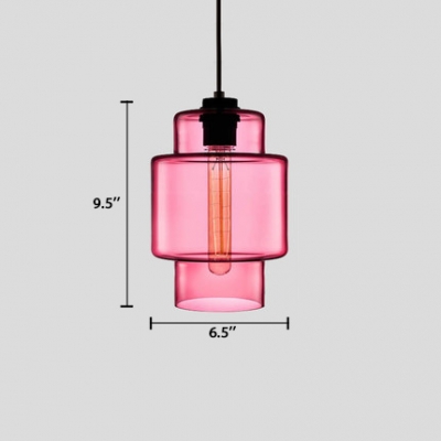 Single Light Geometric Drop Light Modern Design Pink Glass Hanging Lamp for Kids