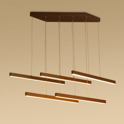 Straight Bar Hanging Light Simplicity Metal Multi Light Suspended Light in Brown