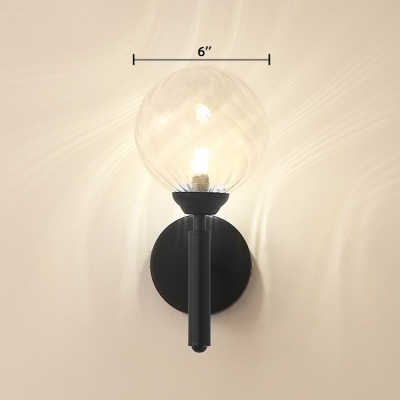 Textured Glass Orb Shade Sconce Light Modern Fashion 1 Light LED Wall Mount Light in Black