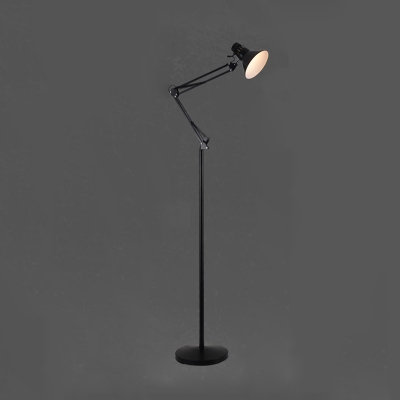 Adjustable Arm Floor Light Contemporary Metal 1 Light Standing Light in Black Finish