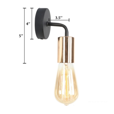 Bare Bulb Mini Wall Sconce Industrial Metal 1 Light Wall Mount Light in Brass/Chrome/Copper