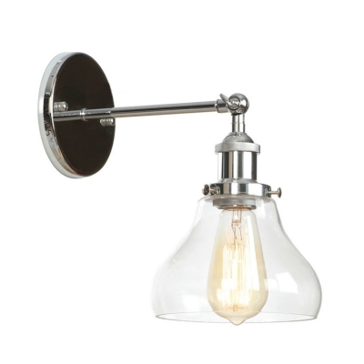 Chrome Finish Cucurbit Wall Lamp Modernism Industrial Glass Shade 1 Bulb Sconce Light for Hallway