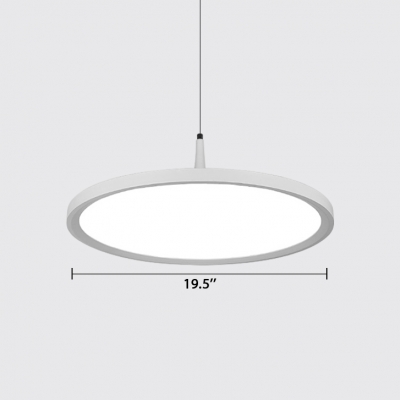 Contemporary Disc LED Pendant Light Metal Shade Single Drop Light in White 12