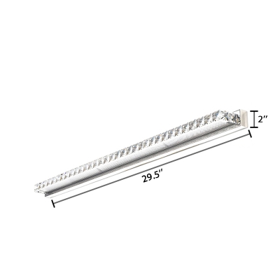 Crystal Linear LED Vanity Light Contemporary Makeup Lighting Fixture in Chrome Finish