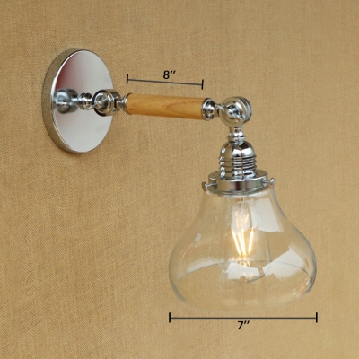Cucurbit Wall Sconce Modernism Adjustable Clear Glass Single Head Wall Lamp in Chrome