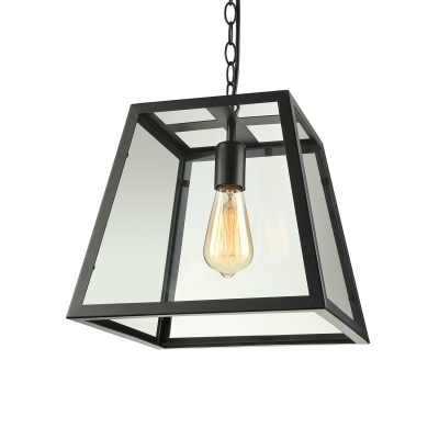 Industrial Pendant Light with 11.81''W Clear Glass Shade in Black Finish