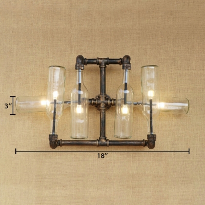 Industrial Wall Sconce 6 Light with Glass 12
