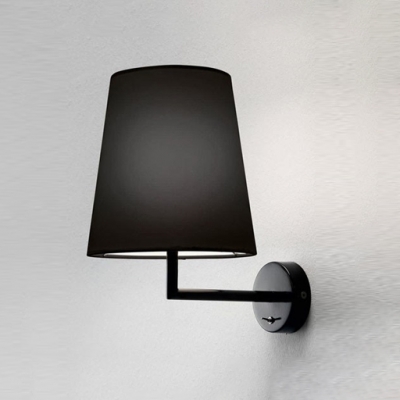 Minimalist Coolie Wall Sconce with Black Fabric Shade Single Light Wall Lighting for Corridor