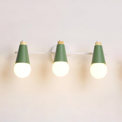 Rotatable Metal Wall Lamp with Cone Green/Yellow Triple Lights Vanity Light for Bathroom Bedroom