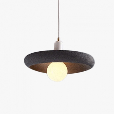 Round Shade 1 Head Suspended Light Black/Gray/White Metallic Pendant Lamp for Dining Room