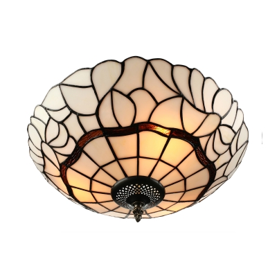 Rust Tiffany Flush Mount Light with Hollow-Out Bottom