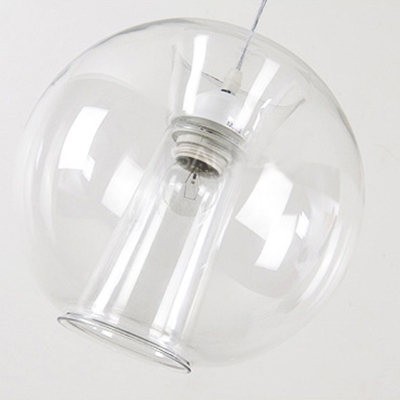 Silver Flower Pendant Light with Globe Glass Shade Modern Fashion 1 Head Suspension Light