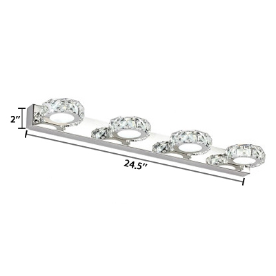 Stainless Crystal Vanity Light Contemporary 1/2/3/4 Lights LED Makeup Mirror Light