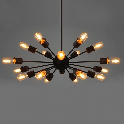 Vintage Black 18 Light Sputnik LED Pendant Light for Living Room Restaurant Bar