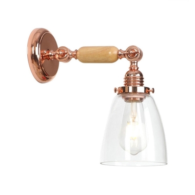 1 Head Coolie Sconce Lighting Modernism Glass Shade Wall Light in Rose Gold for Office