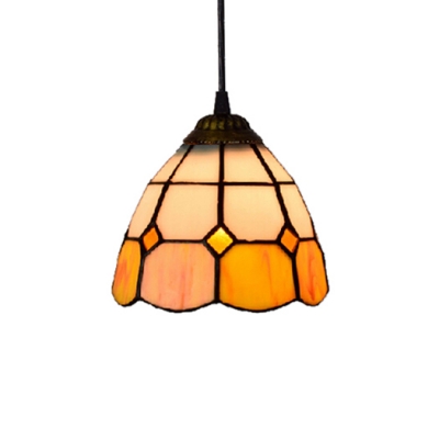 5.5 Inch Width Tiffany Style Polygon Shape Shade Mini Pendant Light