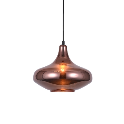 Bottle Suspended Light Modernism Glass Single Light Pendant Lamp in Copper for Hallway