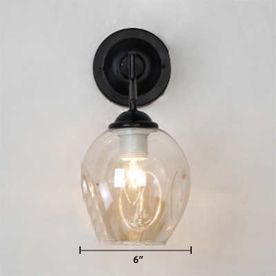 Cognac Glass Bubble Wall Light Industrial Vintage LED Wall Sconce for Bedside Staircase