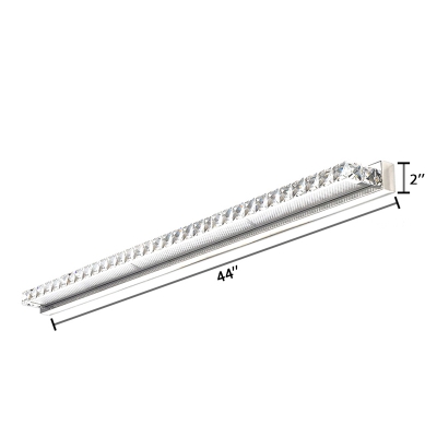 Crystal Linear LED Vanity Light Contemporary Makeup Lighting Fixture in Chrome Finish