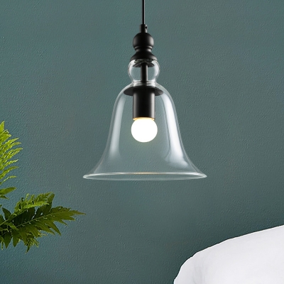 Designers Style Bell Hanging Light Height Adjustable Glass Ceiling Light for Study Room