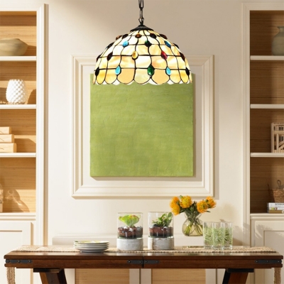 Dome Glass Shade with Jewels 2-Light 16