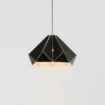 Metal Folded Suspended Light Contemporary Single Head Pendant Light in Black for Living Room