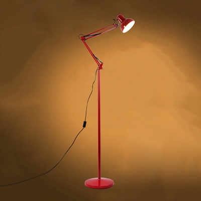 Metal Swing Arm Floor Light Simplicity Single Light Floor Lamp in Red/Yellow for Bedside