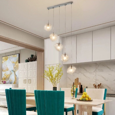 Modern Design Cluster Pendant Lamp Glass 5 Light Drop Light for Dining Room Bar Counter