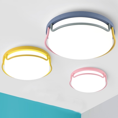 Nordic Style Round LED Flushmount Sitting Room Glass Shade Ceiling Flush Mount for Children Bedroom