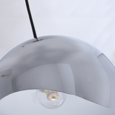 Silver Half Globe Ceiling Light Minimalist Metal Suspension Light for Restaurant