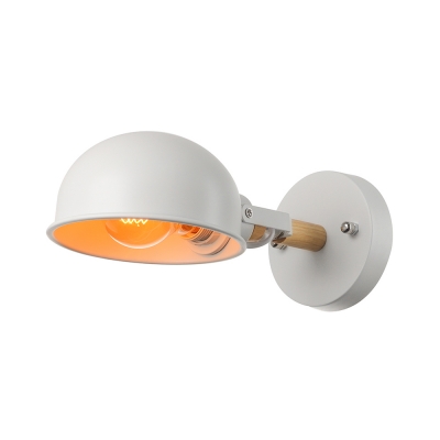 White Dome Wall Mount Light Modern Concise Metal Single Light Mini Sconce Light for Bedside