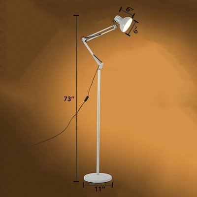 1 Head Arm Adjustable Floor Lamp Modernism Metallic Standing Light in White for Bedroom