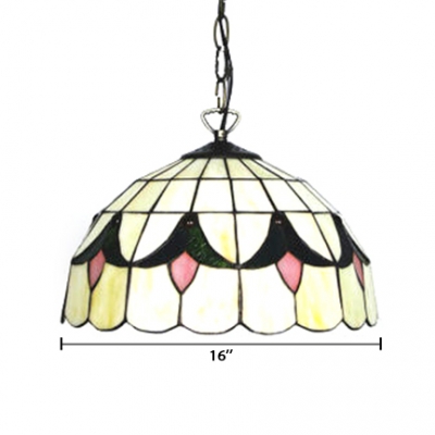 16-Inch Wide Tiffany Style Dome Glass Shade Hanging Lamp, Multicolored, 2 Light