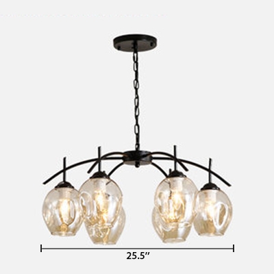 6 Light Bubble Hanging Light Industrial Cognac Glass Ceiling Light with Adjustable Chain