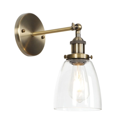 Bronze Finish Dome Wall Light Loft Style Clear Glass Single Light Small Wall Sconce for Staircase