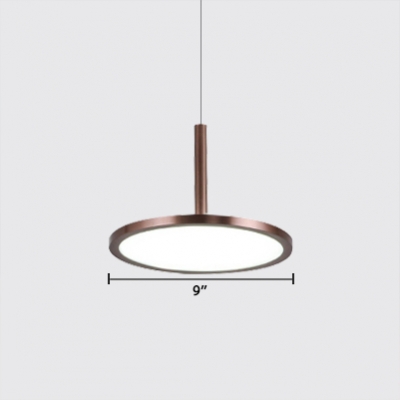 Brown Finish Panels LED Drop Light Modern Style 1 Light Pendant Lamp in Acrylic Lampshade