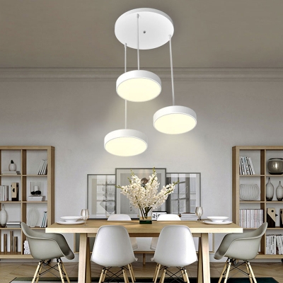 Contemporary LED Linear Pendant Light Acrylic Lampshade Three Light Hanging Lamp in White