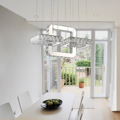 Crystal LED Suspension Light Luxury Modern Stainless Chandelier Lamp in Warm/White