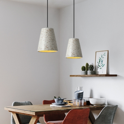 Eco Friendly Conical Hanging Light Designers Style Concreted Pendant Lamp in White