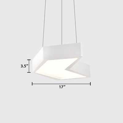 Geometric LED Chandelier Simple Acrylic Shade Ceiling Pendant Light in White Finish