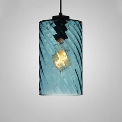 Geometric Pendant Light Modern Fashion Blue Glass Single Light Art Deco Hanging Light