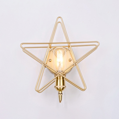 Gold Pentagon Wall Sconce with Metal Frame Modern Fashion Single Head Wall Light Fixture