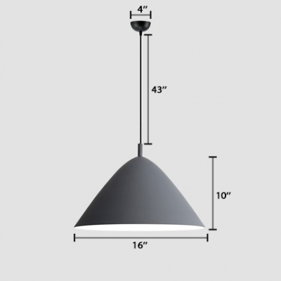 Gray Tapered Hanging Lamp with Cone Shade Aluminum Single Head LED Pendant Light for Coffee Shop