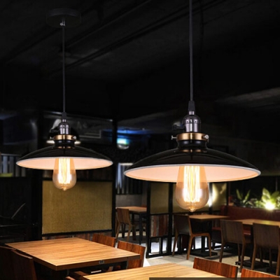 Industrial Style 1 Light Pendant with Saucer Shade