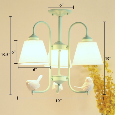 Retro Style Coolie Hanging Lamp with Angel Decoration Metal 3/5 Lights Chandelier Light in Green