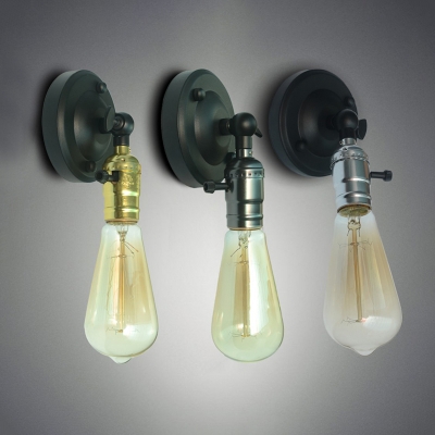 Rotatable 1 Bulb Wall Sconce with Black Metal Base Industrial Mini Wall Lamp for Staircase Hallway