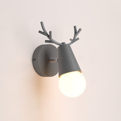 Rotatable Antler Wall Mount Light Colorful Simple Boys Girls Room Metal 1 Light Sconce Lighting